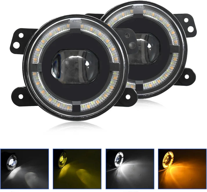 HEIMAO 4 Inch 200W LED Fog Lights For Jeep Wrangler JK & JL & Gladiator 2007-2023