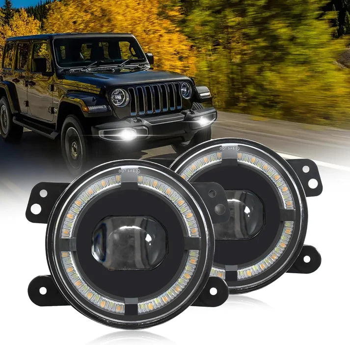 HEIMAO 4 Inch 200W LED Fog Lights For Jeep Wrangler JK & JL & Gladiator 2007-2023